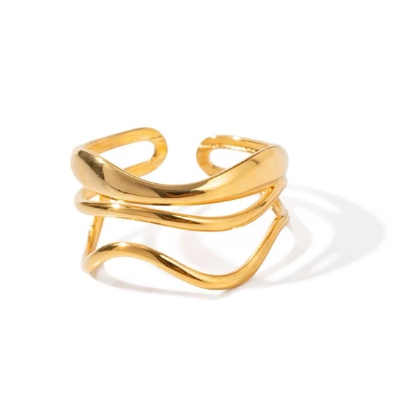 18K Gold Plated - Adjustable Ring - Picture 2 of 7